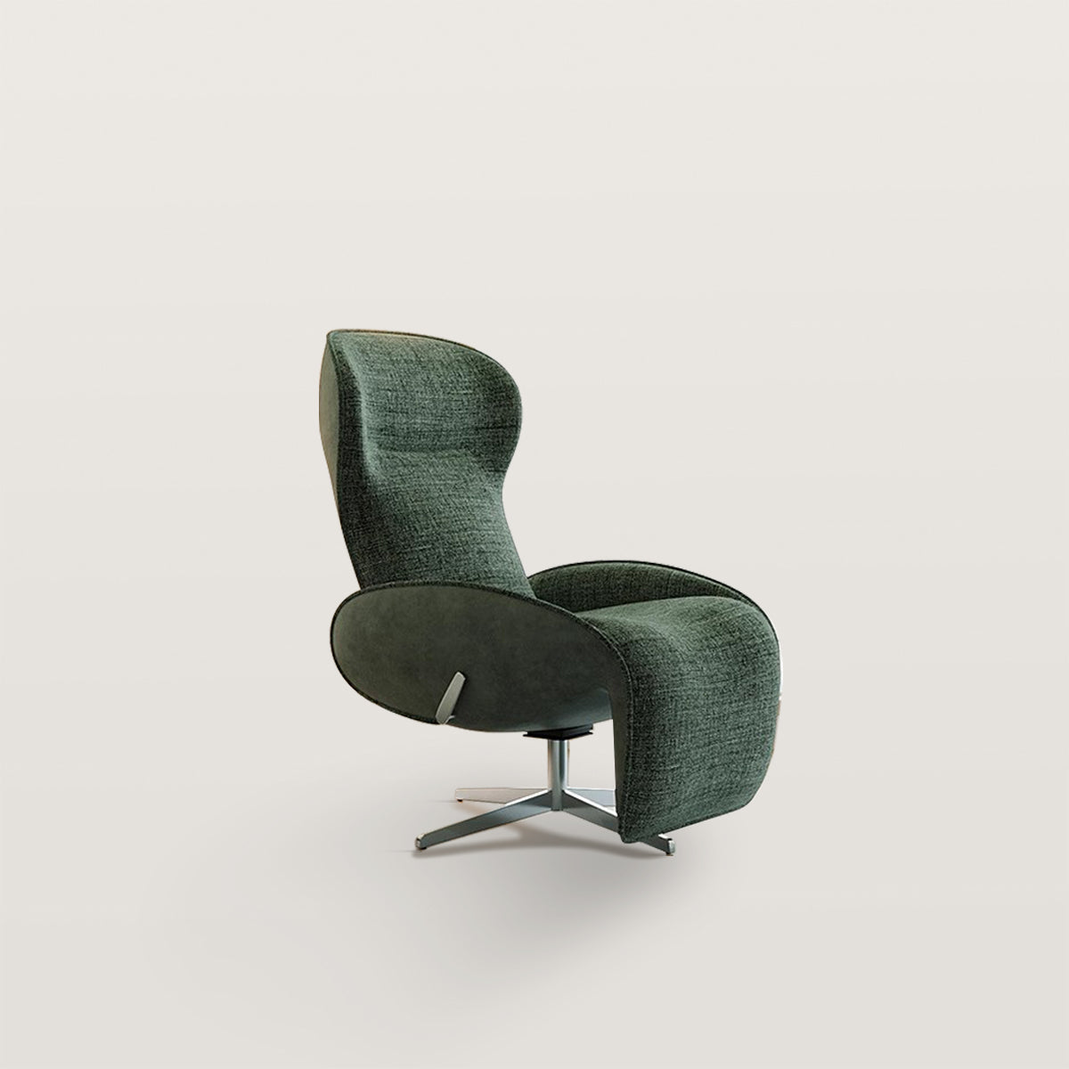 Modern Light Luxury Zero-Gravity Lounge Chair, Dark Green Woven Fabric
