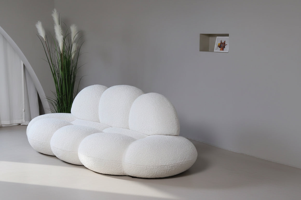 The Cloud White Boucle 3-Seater Sofa