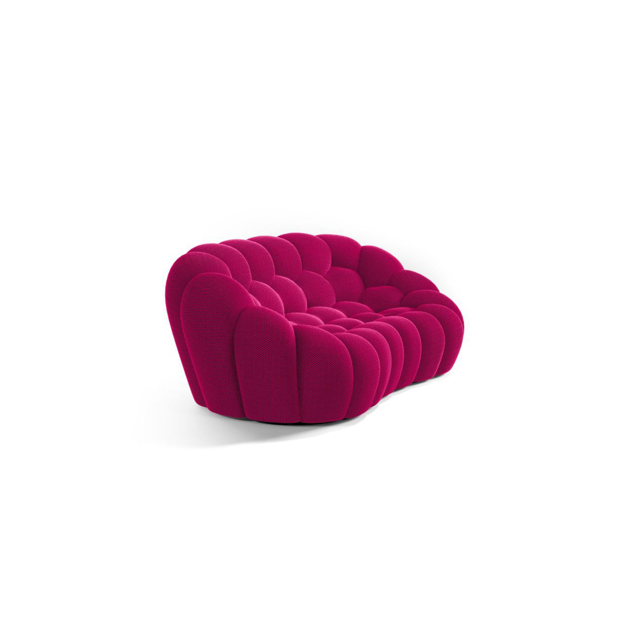 Elegant curved couch by Pierre Paulin, blending avant-garde aesthetics with functional luxury.