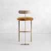 Minimalist Metal Frame Bar Stool | Velvet Cushioned Counter Stool with Backrest