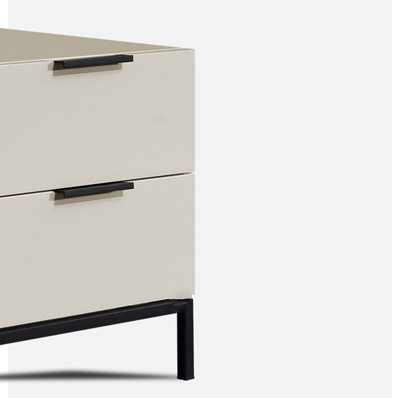 Minimalist 2-Drawer Cream White Bedside Table