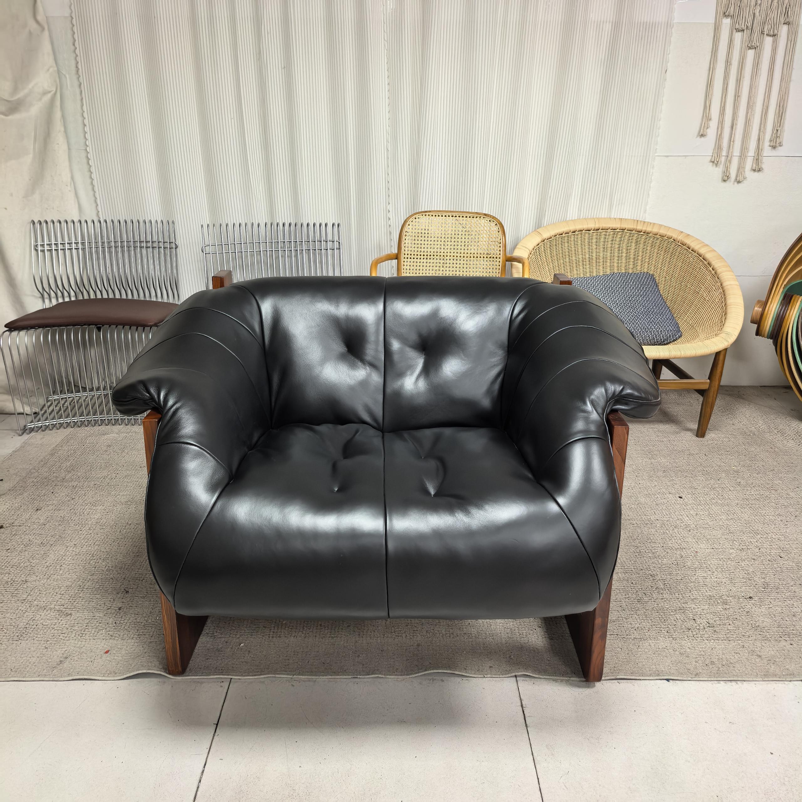 Mid-Century Modern Rosewood & Leather Armchair