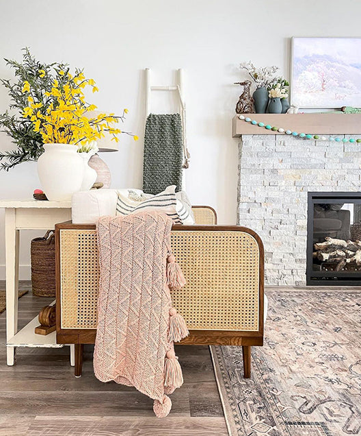 Cleo Rattan Sofa - Mid-Century Modern Coastal Chic Lounge