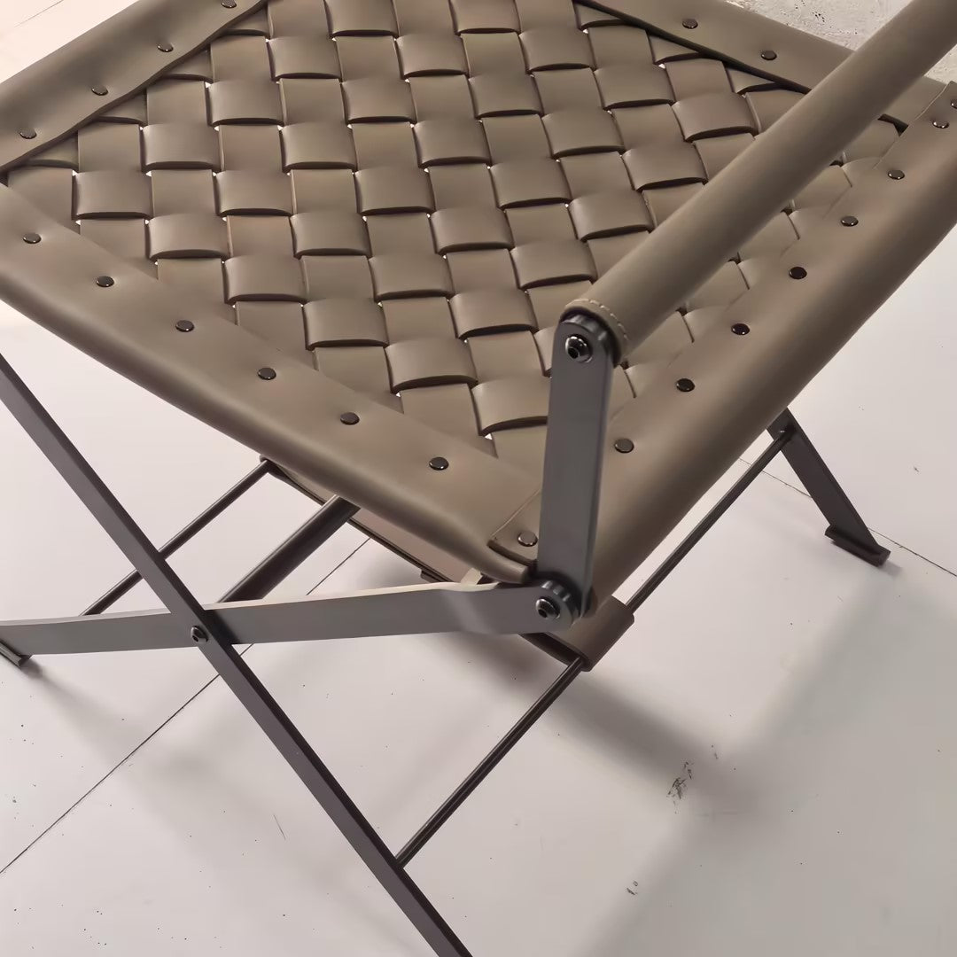 Italian Luxury Woven Leather Director Folding Armchair