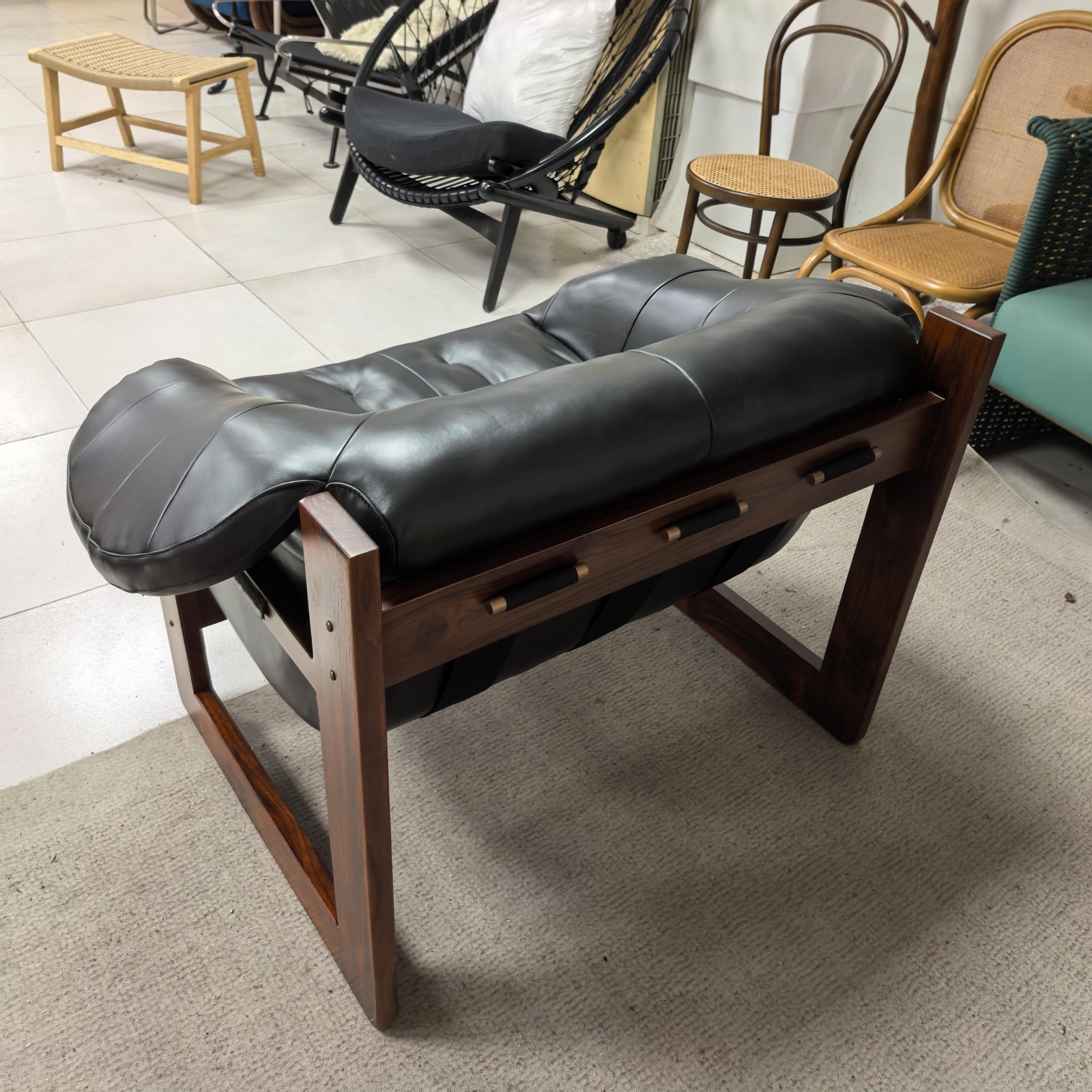 Mid-Century Modern Rosewood & Leather Armchair