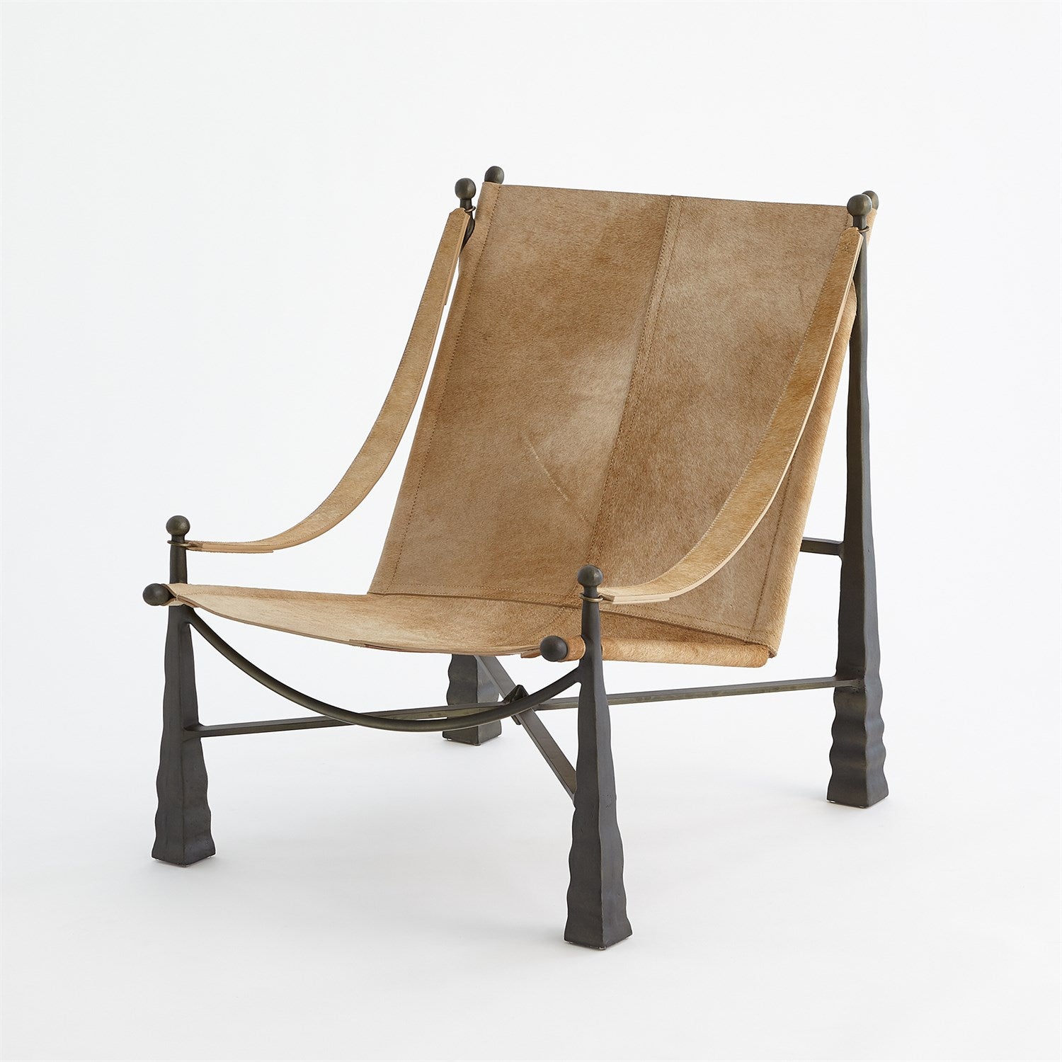 Cognac Chair with Dark Bronze Frame & Camel Hide