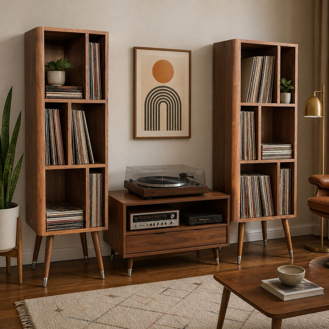 AK2770 Reol Tall Bookshelf with Walnut Finish