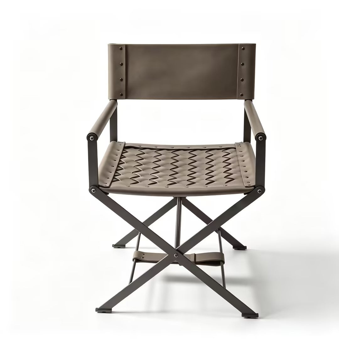 Italian Luxury Woven Leather Director Folding Armchair