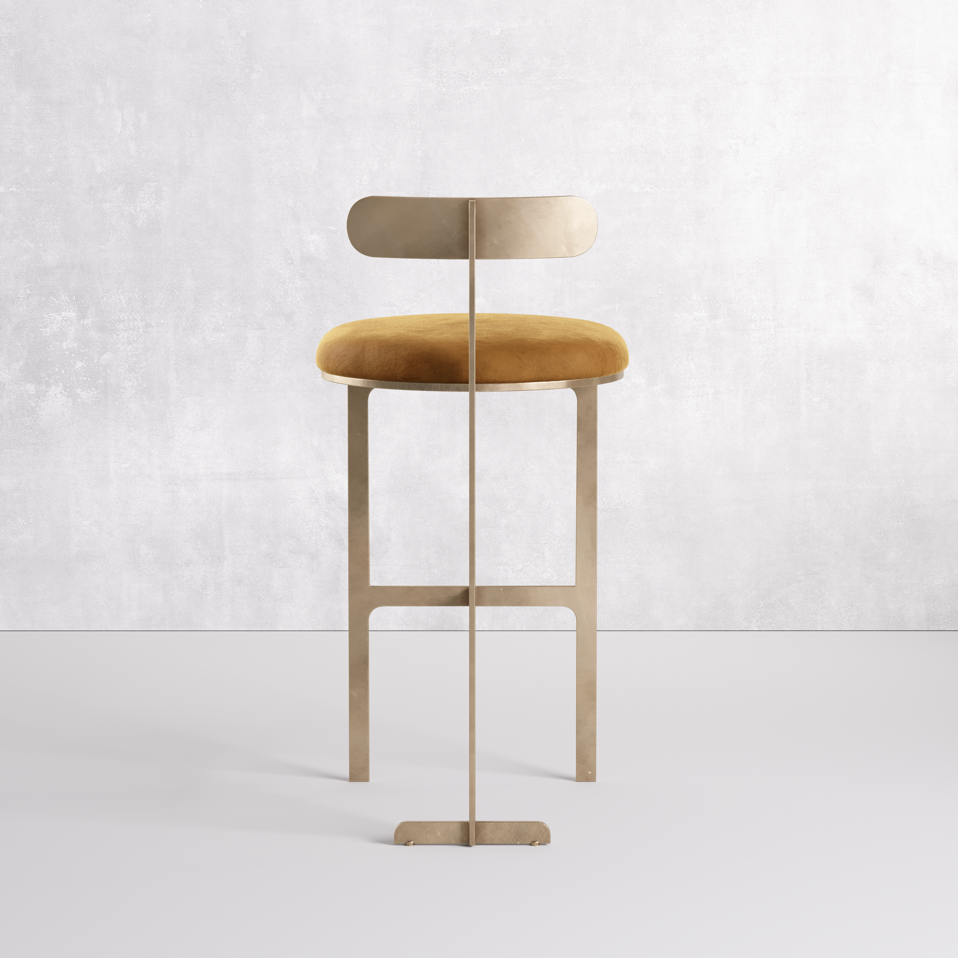 minimalist-metal-frame-bar-stool-antique-brass-front-view
