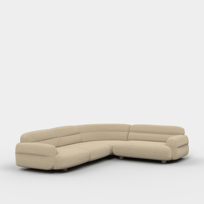 Valley Modular Corner Sofa, Curved Boucle Fabric Living Room Sofa