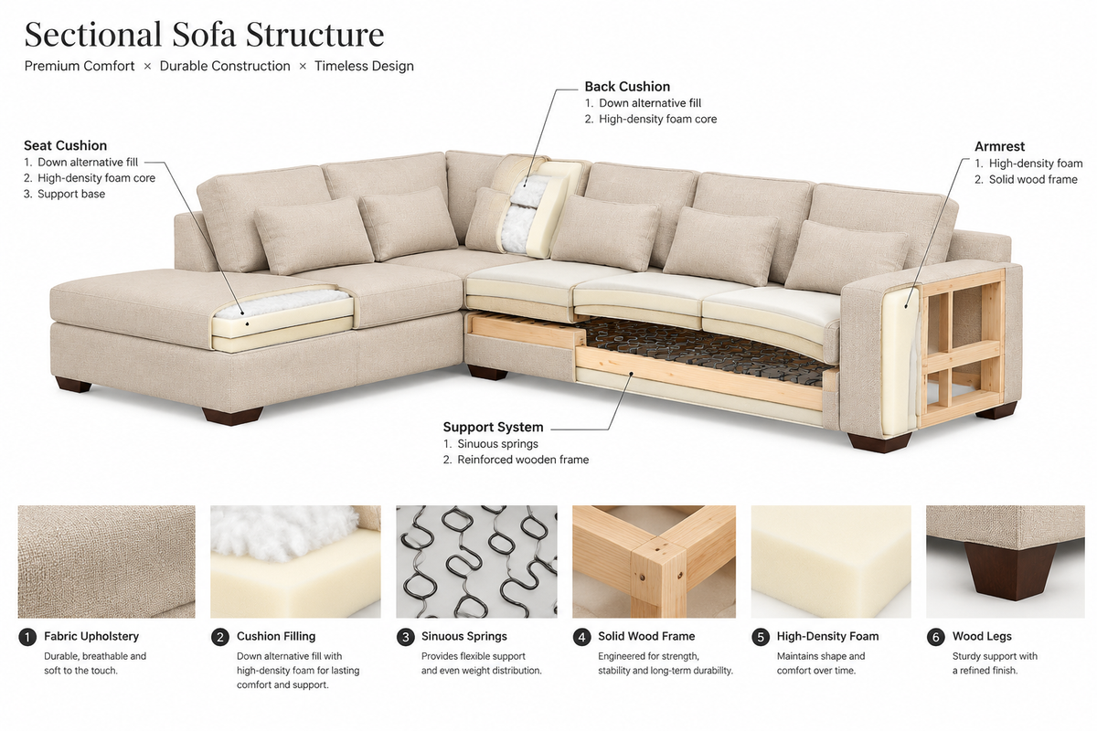 Remi Fabric Sectional Sofa