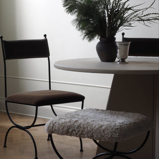 Metal & Velvet Dining Chair - Chocolate