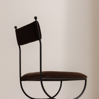 Ergonomic Curved Leg Dining Chair with Chocolate Velvet Seat