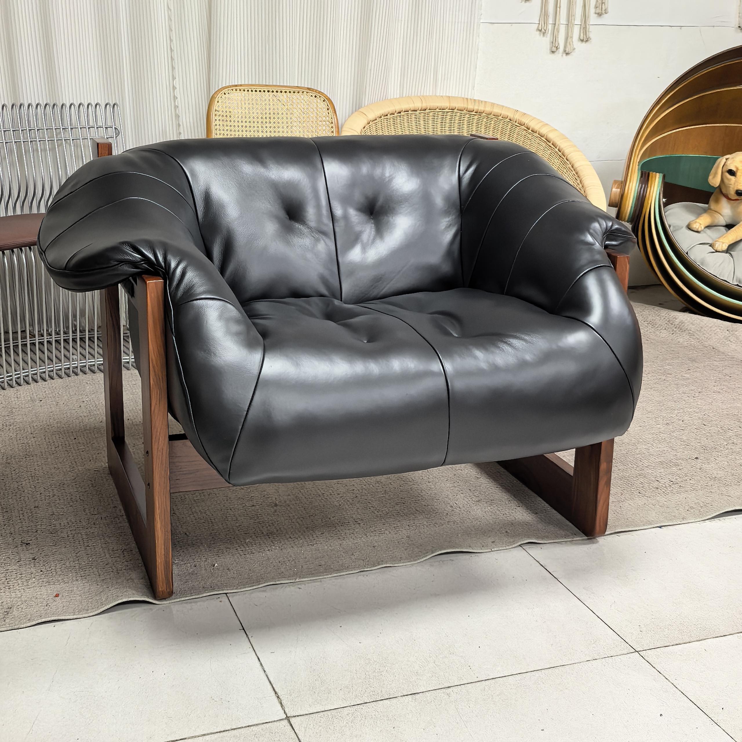 Mid-Century Modern Rosewood & Leather Armchair