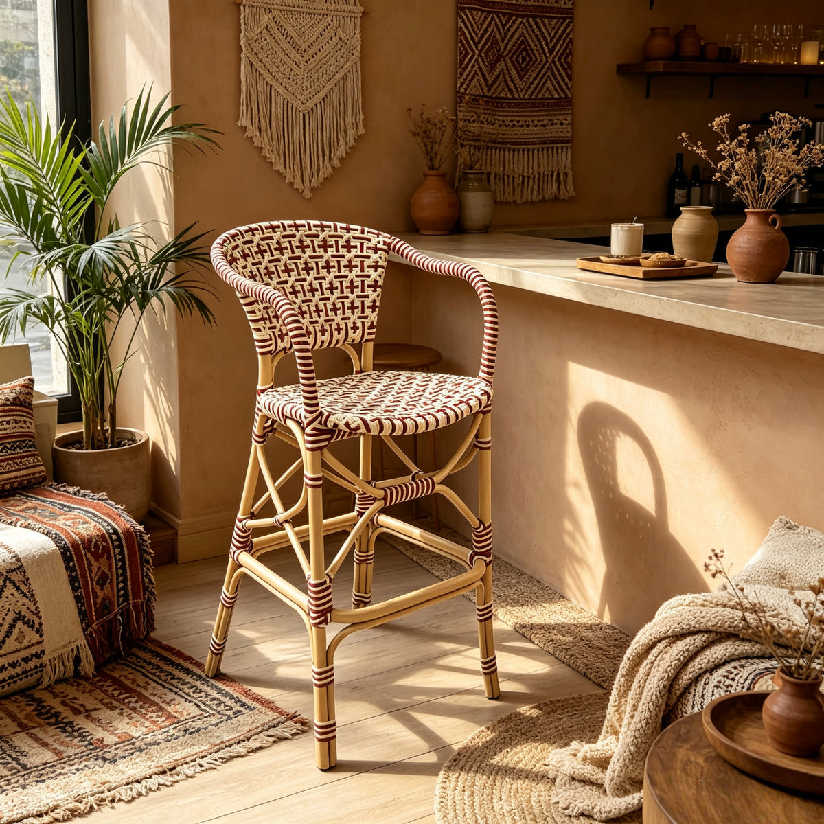 French Bistro Rattan Bar Stool