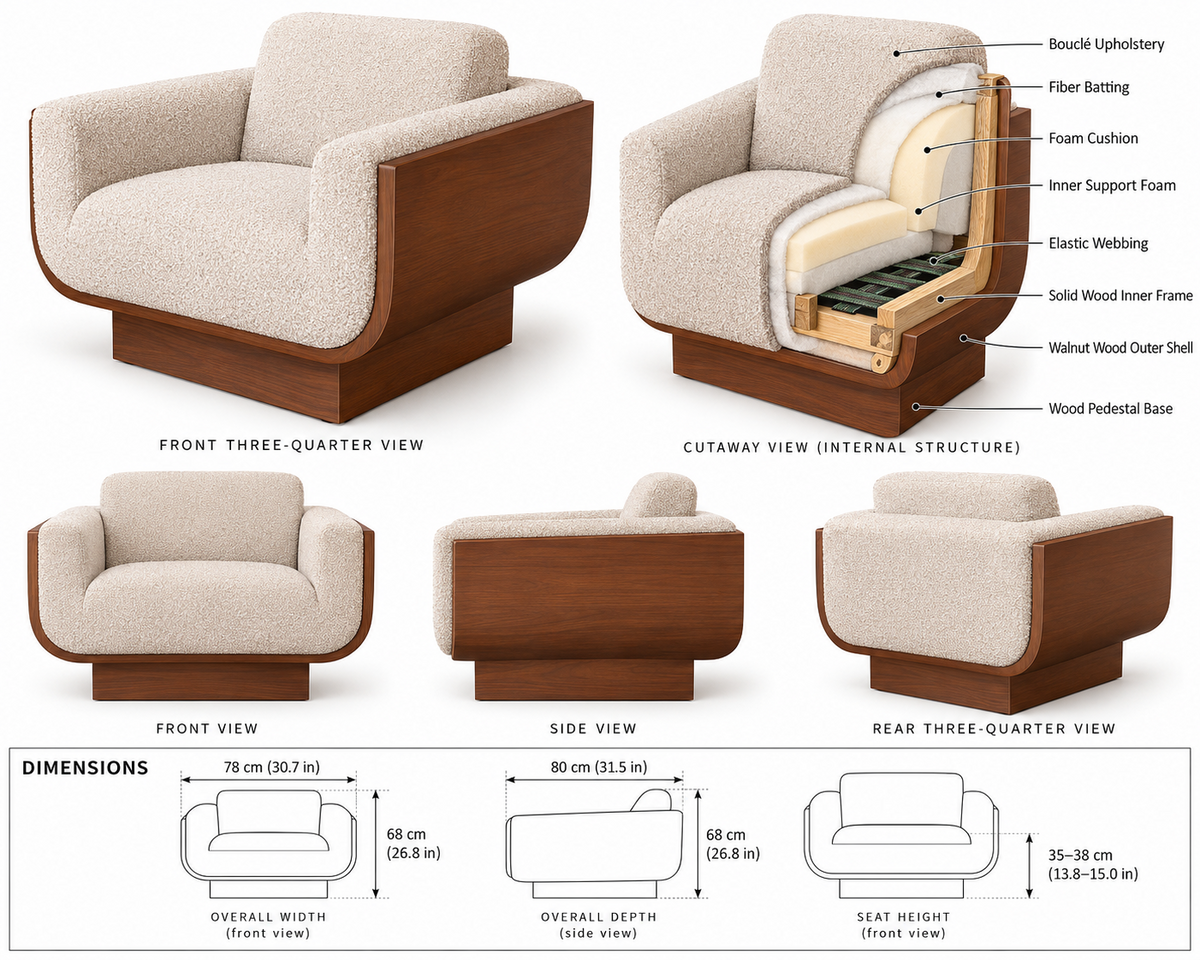 The Acadia Lounge Chair In The Style Of Alder Tweed