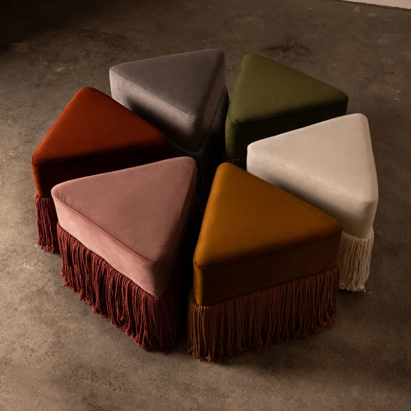 Allard Ottoman - Luxe Trillion Cut Velvet & Fringe