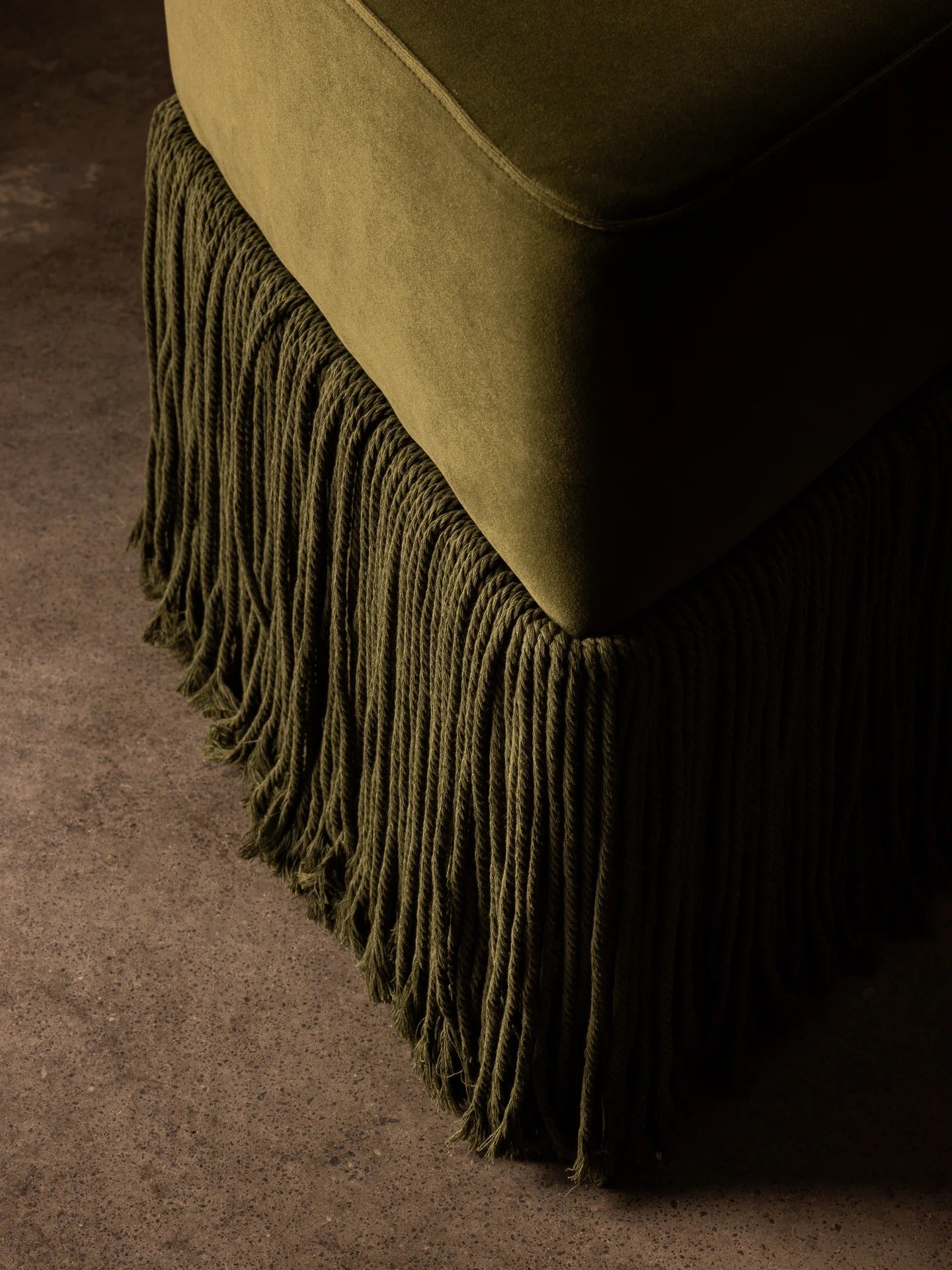 Allard Ottoman - Luxe Trillion Cut Velvet & Fringe