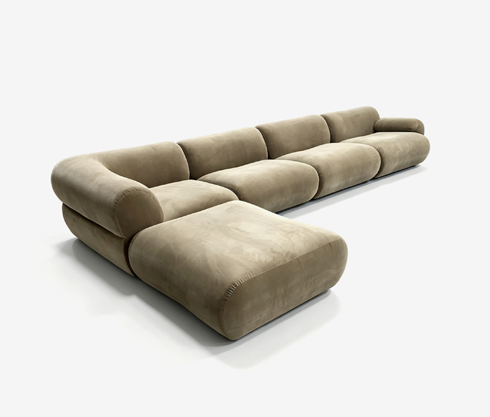 Premium Modular Velvet Sectional Sofa | Modern Curved L-Shape Cloud Couch