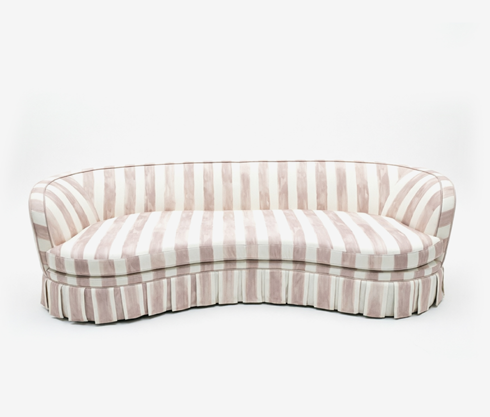Bröderna Andersson Style Pink & White Striped Curved Crescent Sofa