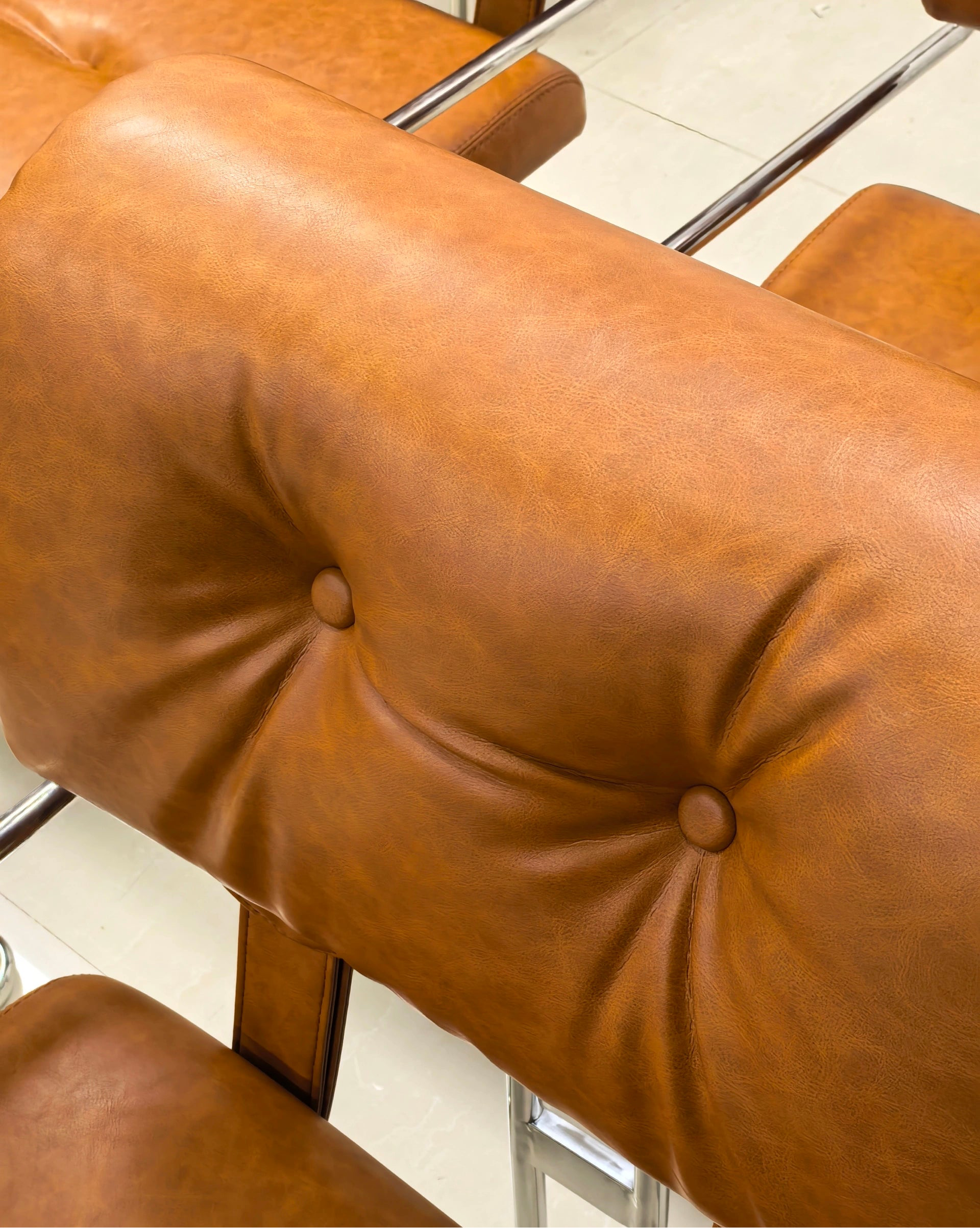 Mariani Tucroma Chrome & Leather Dining Chairs