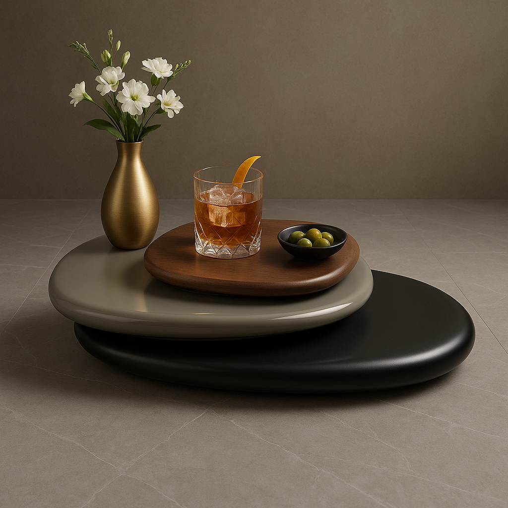 Galet Cocktail Table - Organic Pebble Rotating Lounge