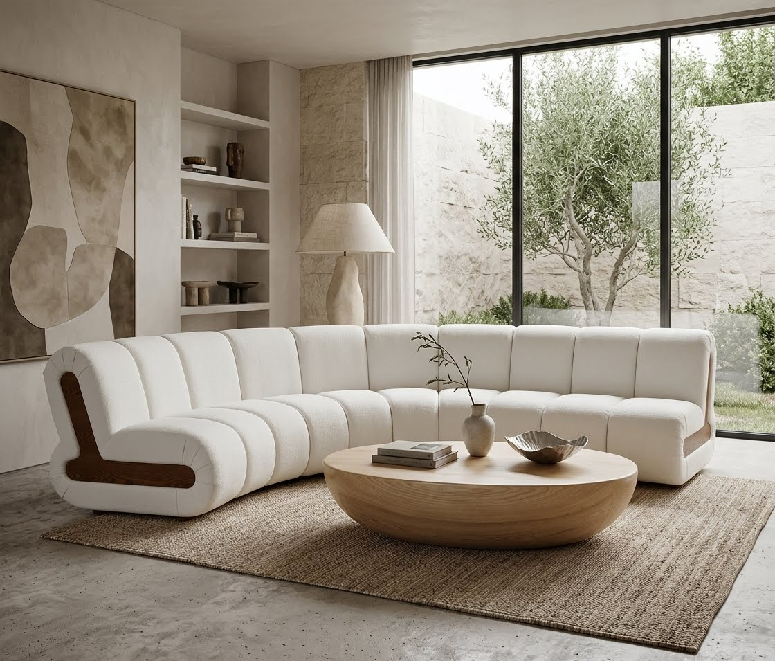 Custom Sassari & Noelle Inspired Curved Sectional | Premium Channel-Tufted Modular Living Room Sofa