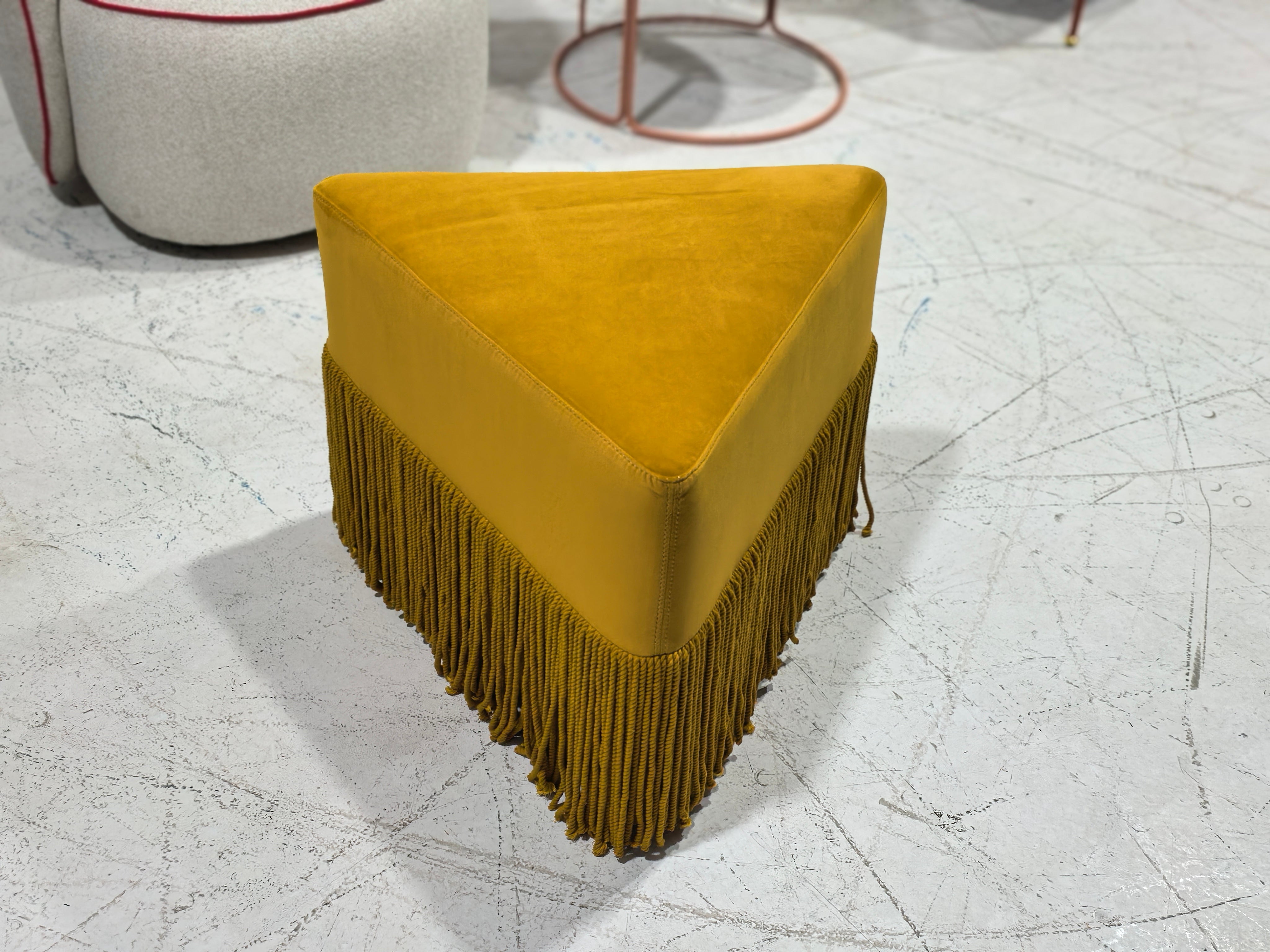 Allard Ottoman - Luxe Trillion Cut Velvet & Fringe