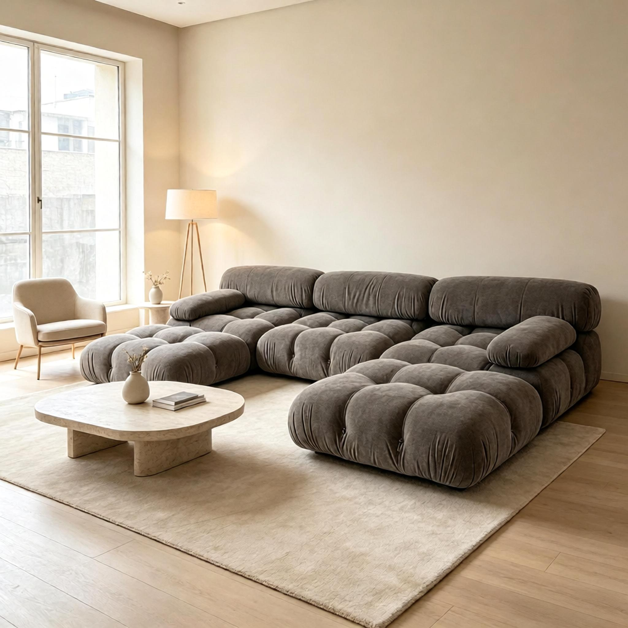 Mario Bellini-Inspired Sofa & Ottoman Set