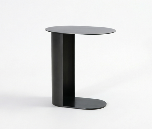 Matte Black Metal C-Shape Side Table