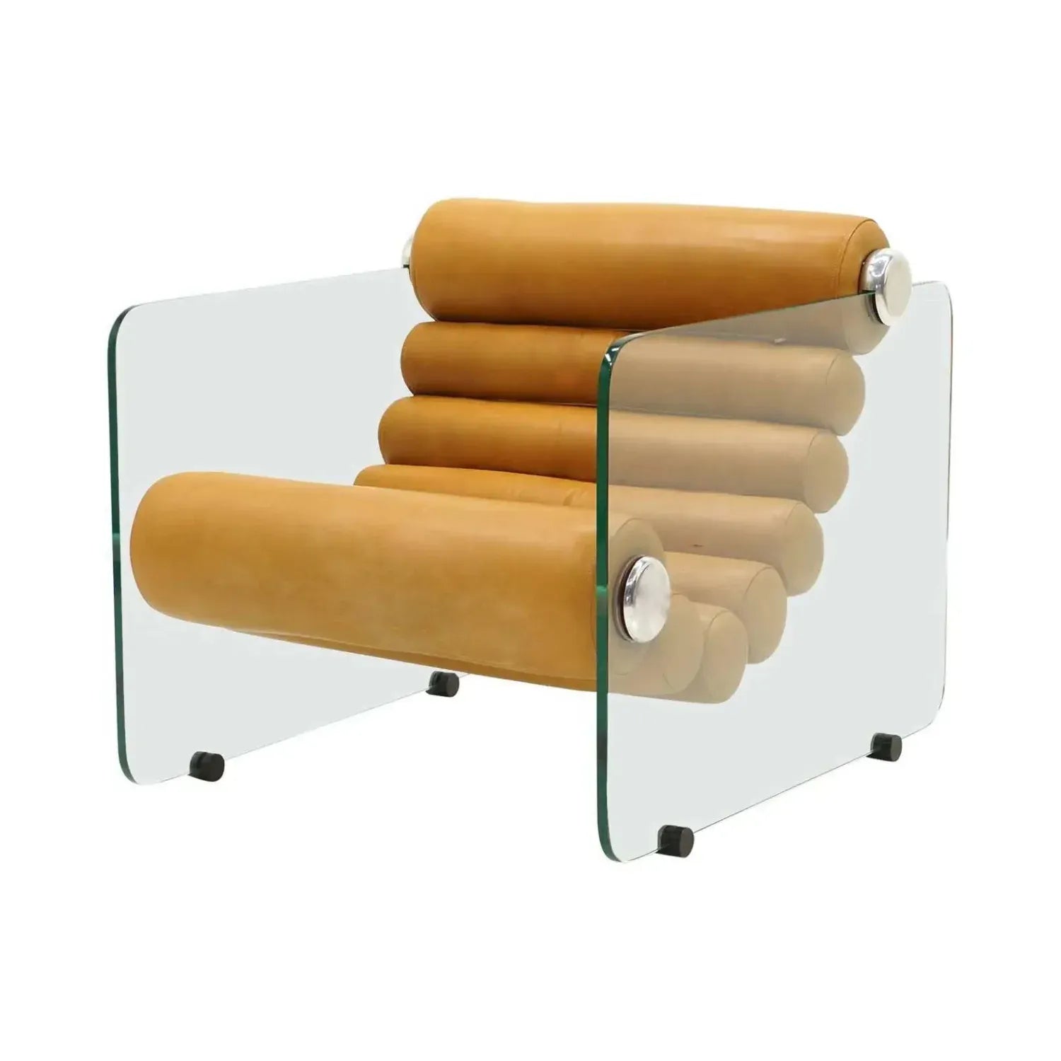 Stylish Lenci Hyaline Chair with cylindrical leather rolls