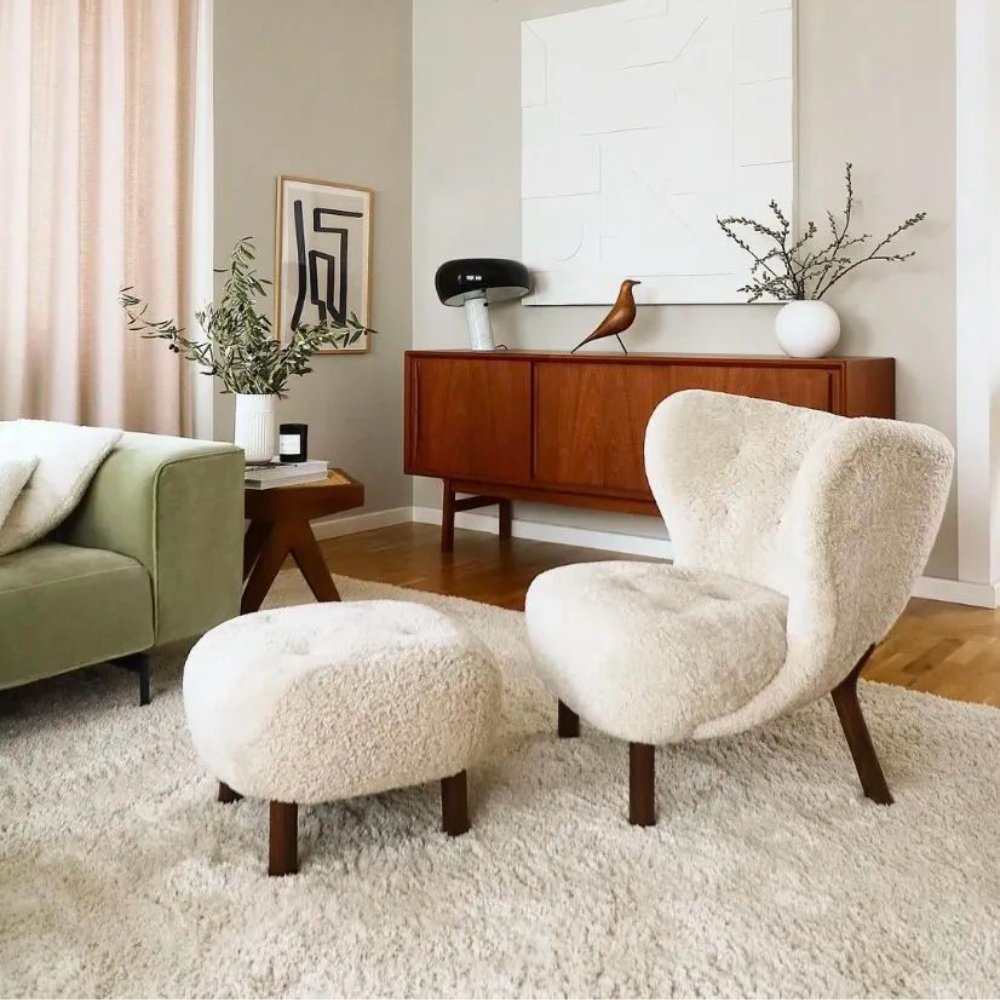 Luxurious Little Petra sofa in sheepskin, offering supreme comfort and sophistication.