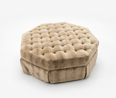 Luxury Tufted Octagonal Velvet Ottoman, Estetica Custom A Squared Design Inspired Geometric Coffee Table Stool and Sofa Footrest