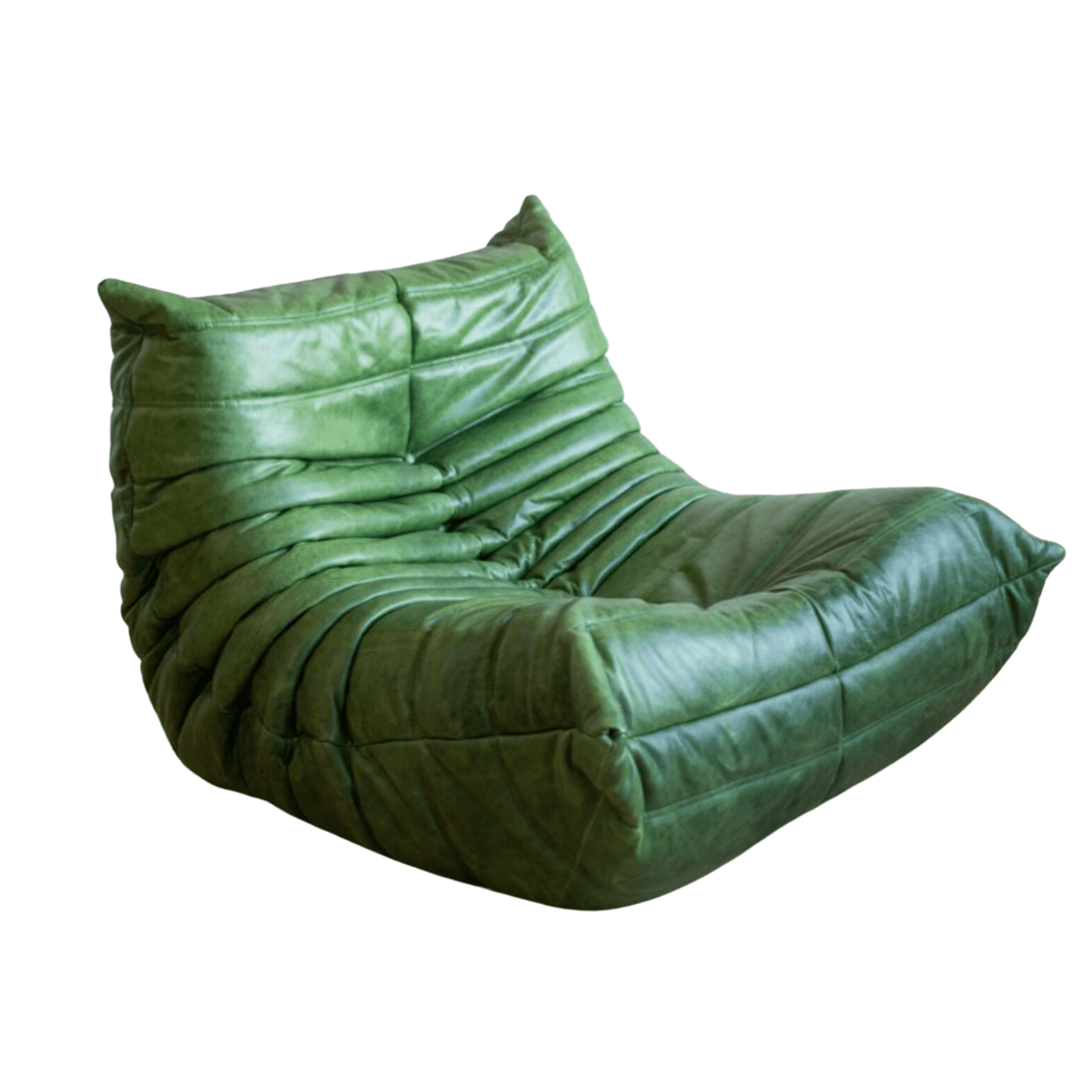 Chic leather Togo sofa, tailored with triple-density foam for superior comfort.