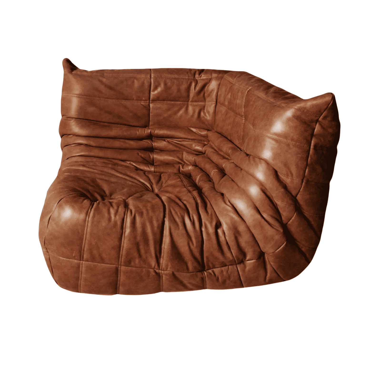 Elegant Togo leather sofa corner piece, transforming any room with its timeless style.