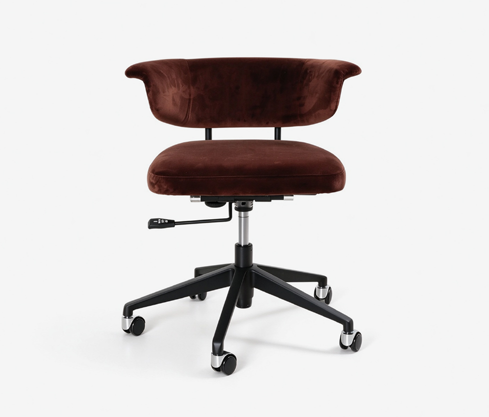 Poly and Bark Mina Office Chair Replica - Mid-Century Modern Brown Velvet Desk Chair