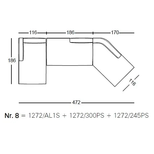 Graphite steel feet of Pianoalto Sofa in living room