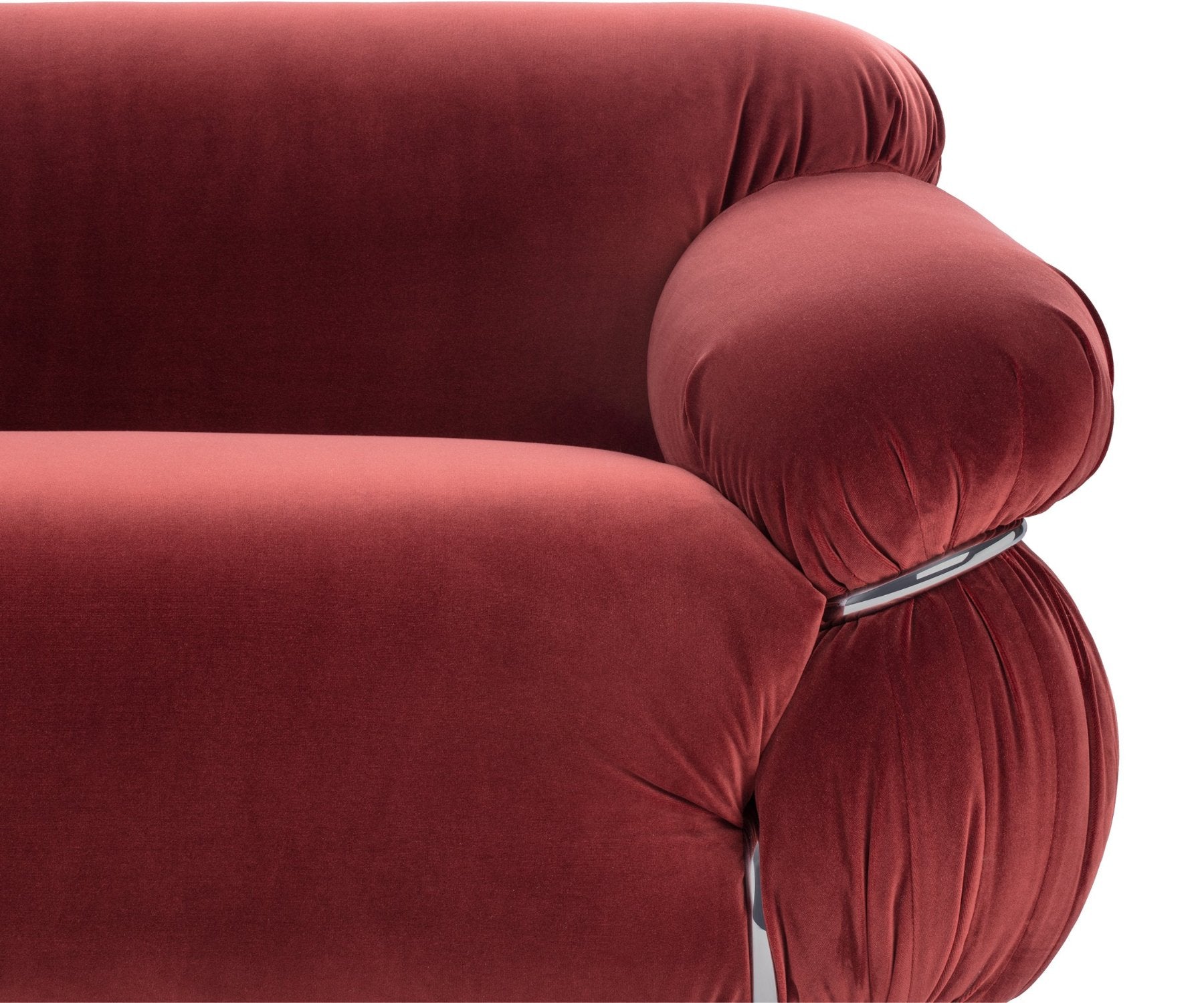 Durable Frattini Sofa with velvet material, designed for long-lasting use.