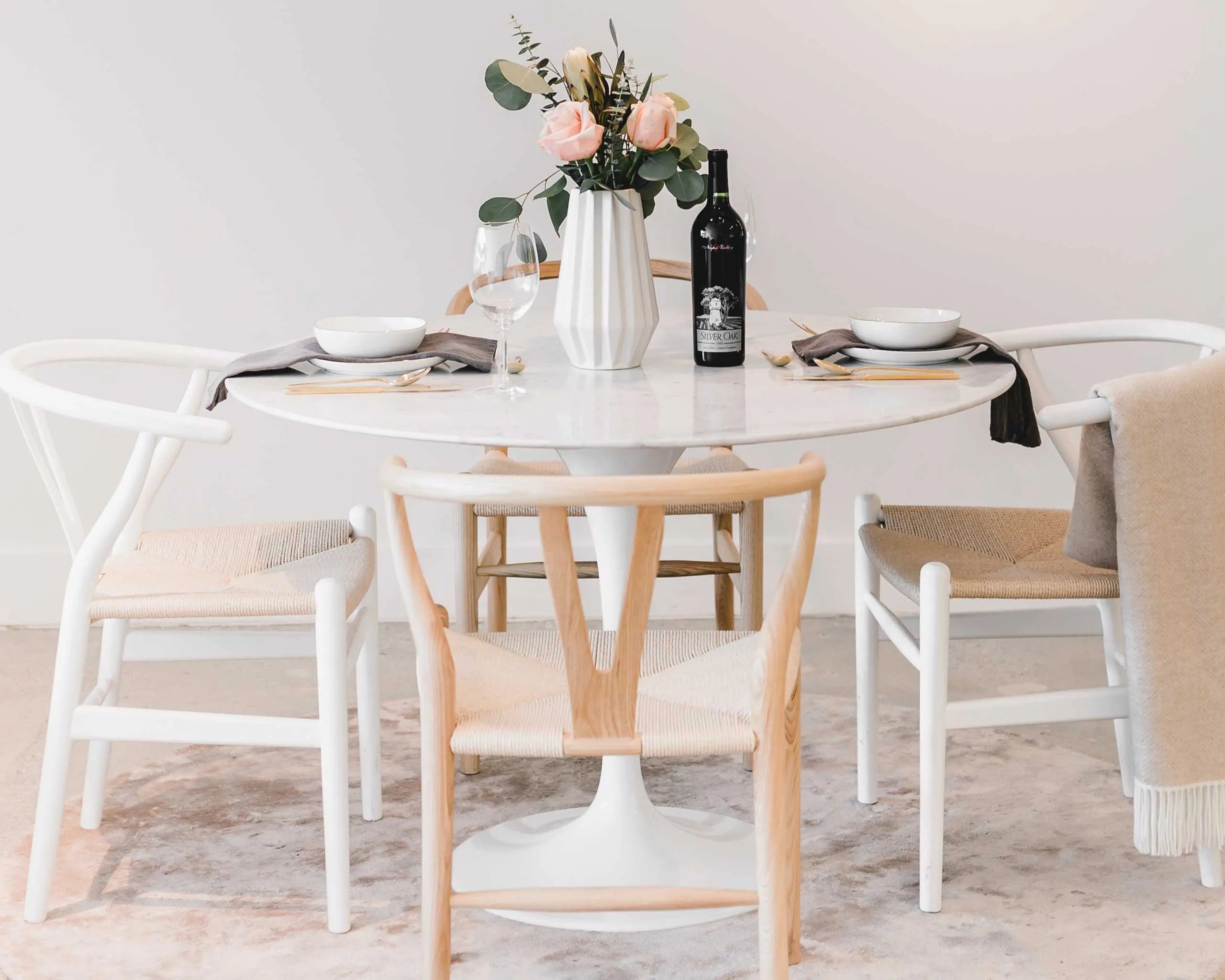 Modern dining table with unique Tulip base for elegant interiors