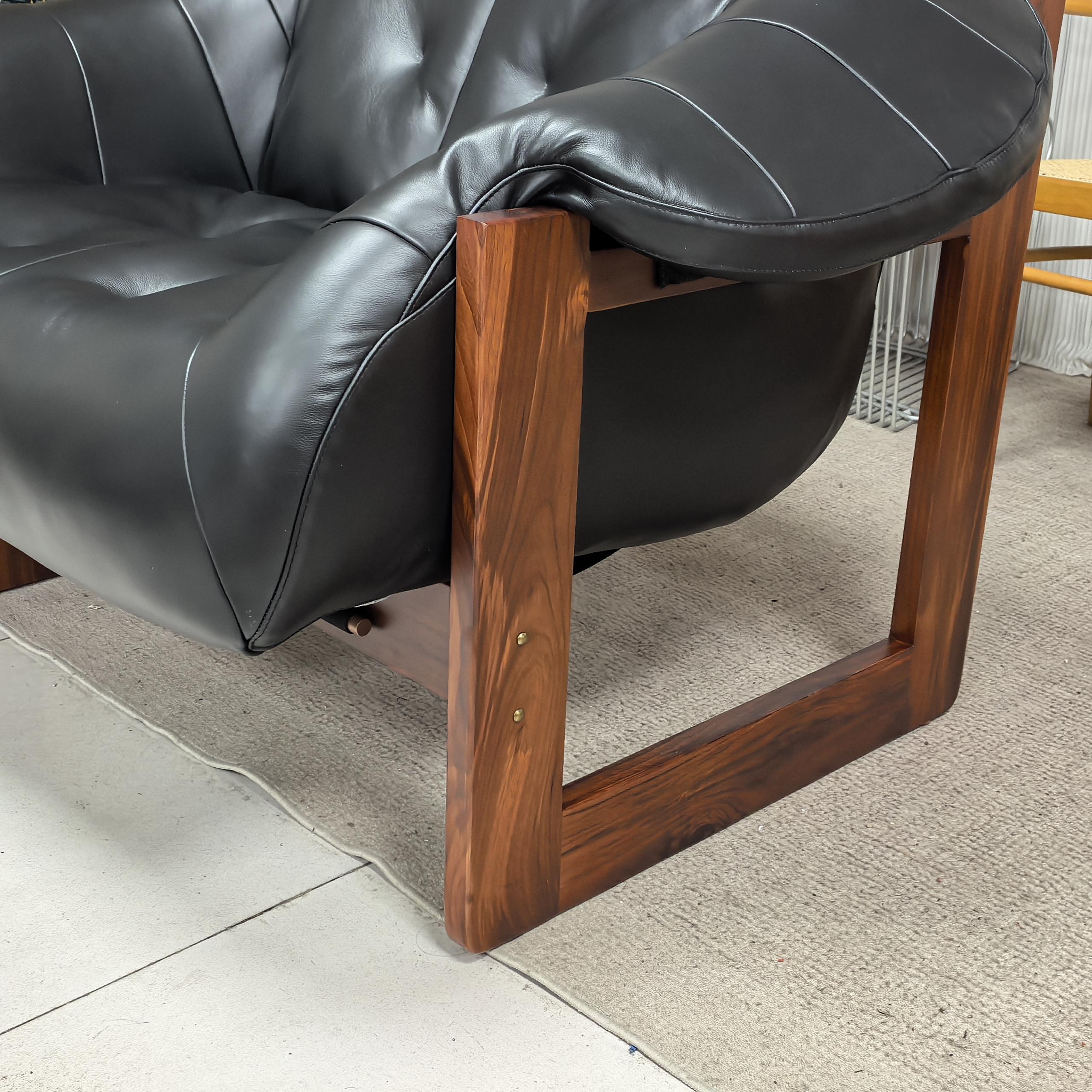 Mid-Century Modern Rosewood & Leather Armchair