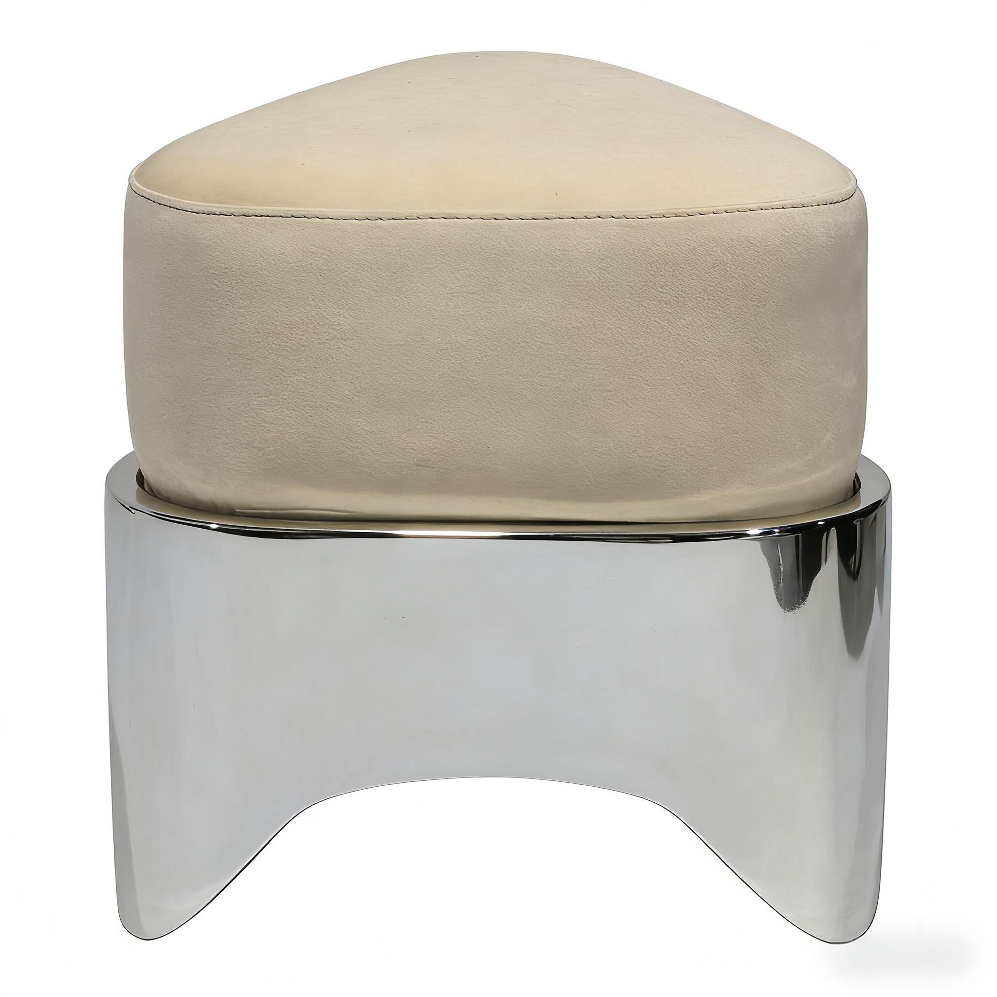 Contemporary 35cm Stool with Reflective Metal Base
