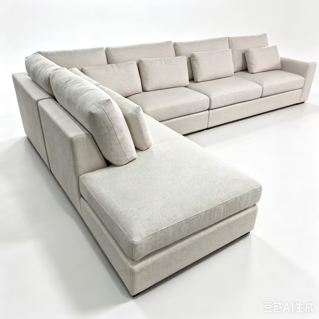 Elegant Mid-Century Linen Lounge Sofa