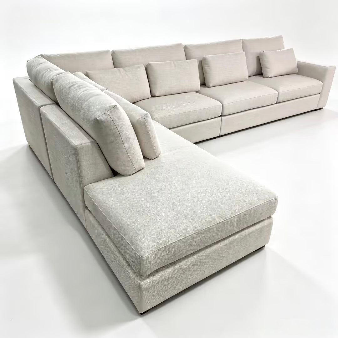Elegant Mid-Century Linen Lounge Sofa