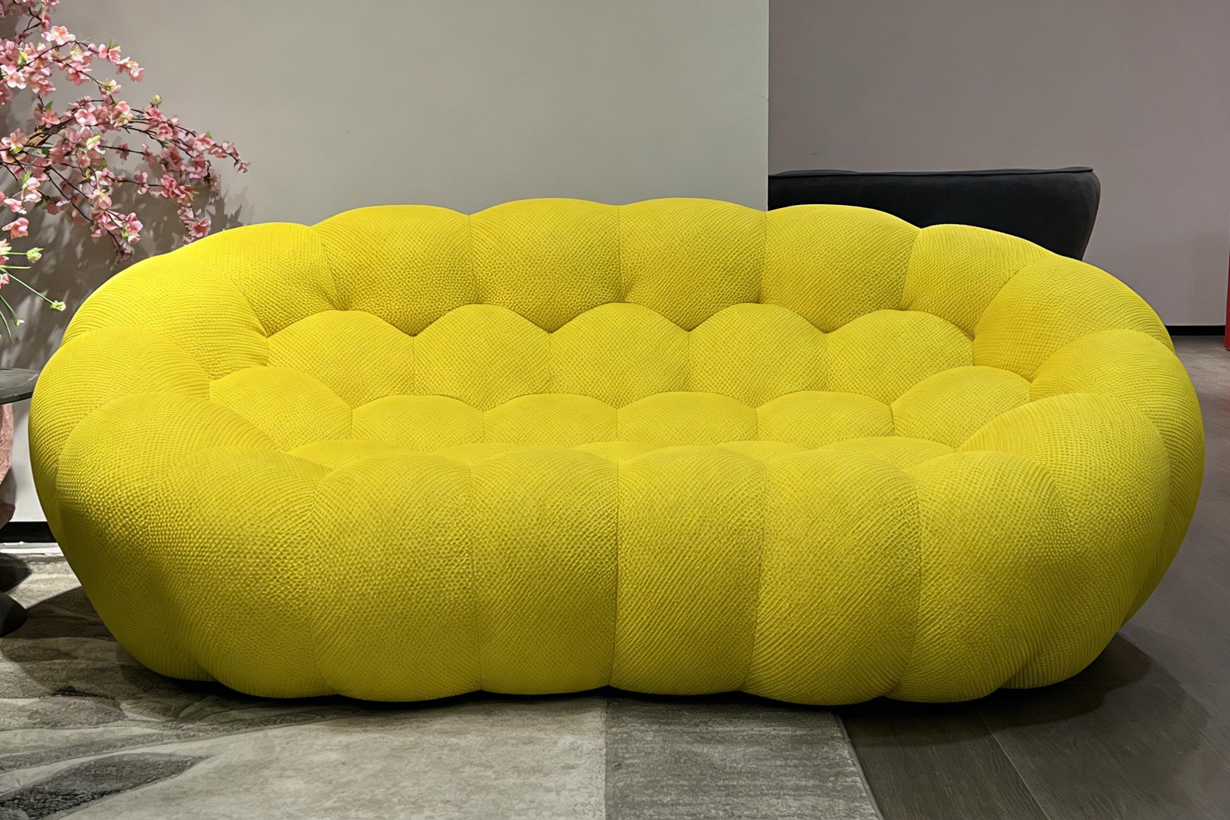 lemon-yellow-cloud-sofa-small-living-room-setup-vintara-design
