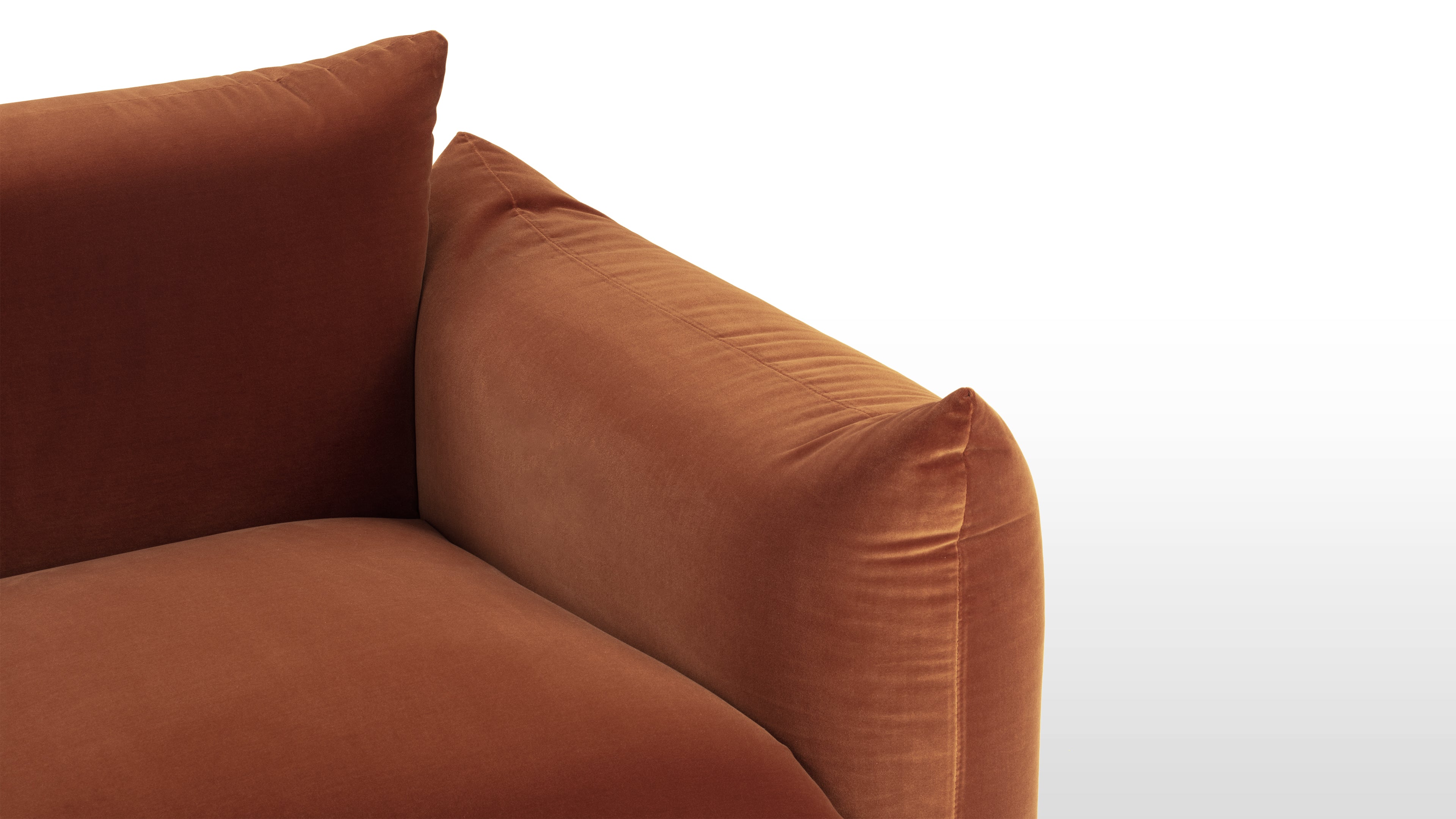 Detail of the fire-resistant materials used in the Spice Velvet Marenco Sofa.