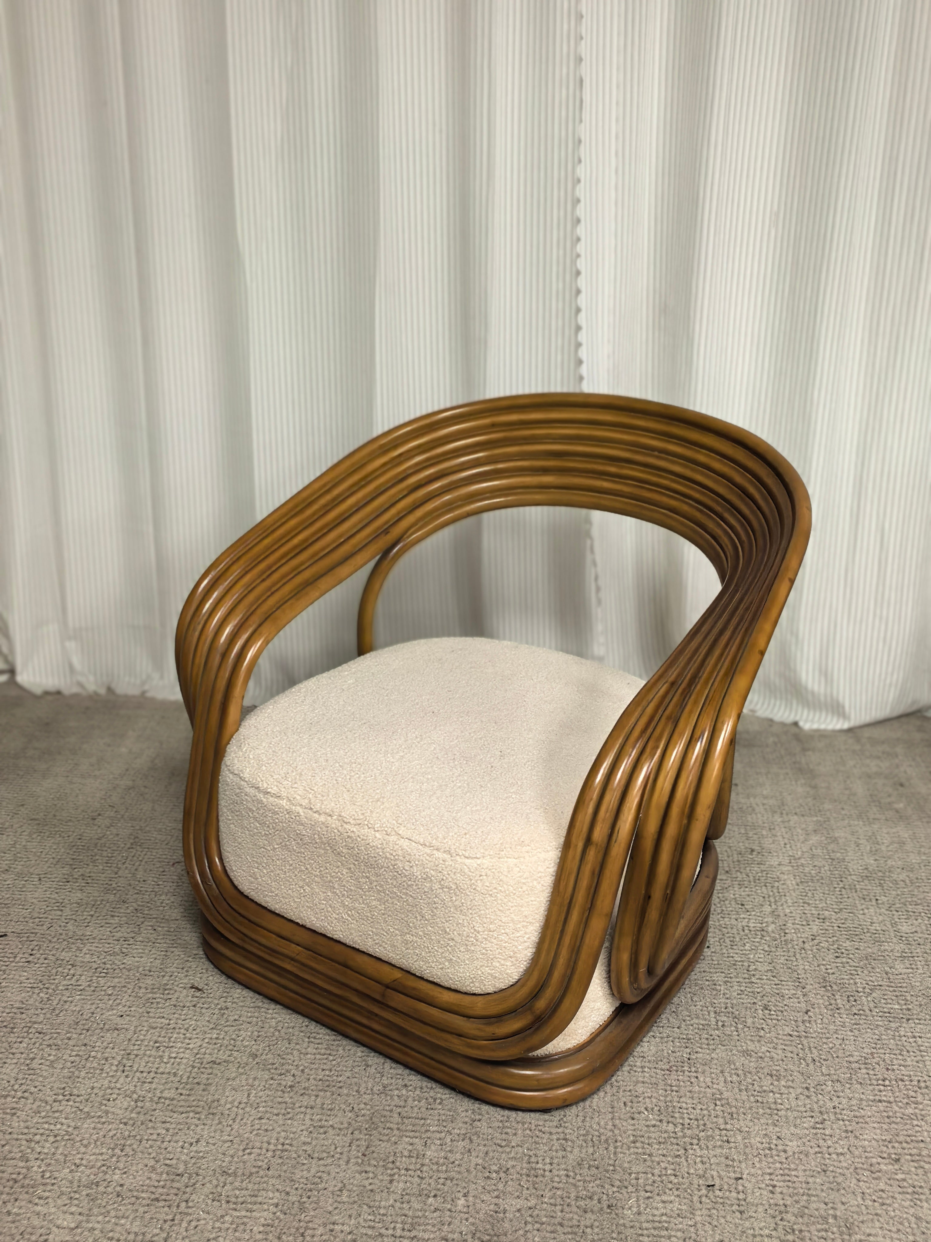 Cane Lounge Eva Chair - Contemporary Cane Arm Accent Chair Rattan Armchair