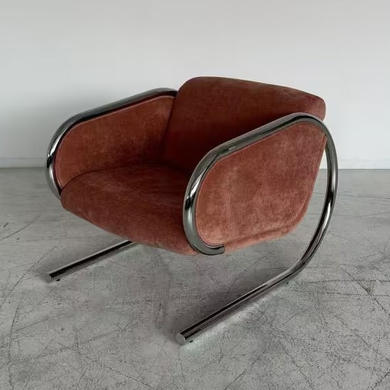 The Sprunger Cantilever Lounge Chair – Mid-Century Modern Chrome & Velvet Accent Armchair