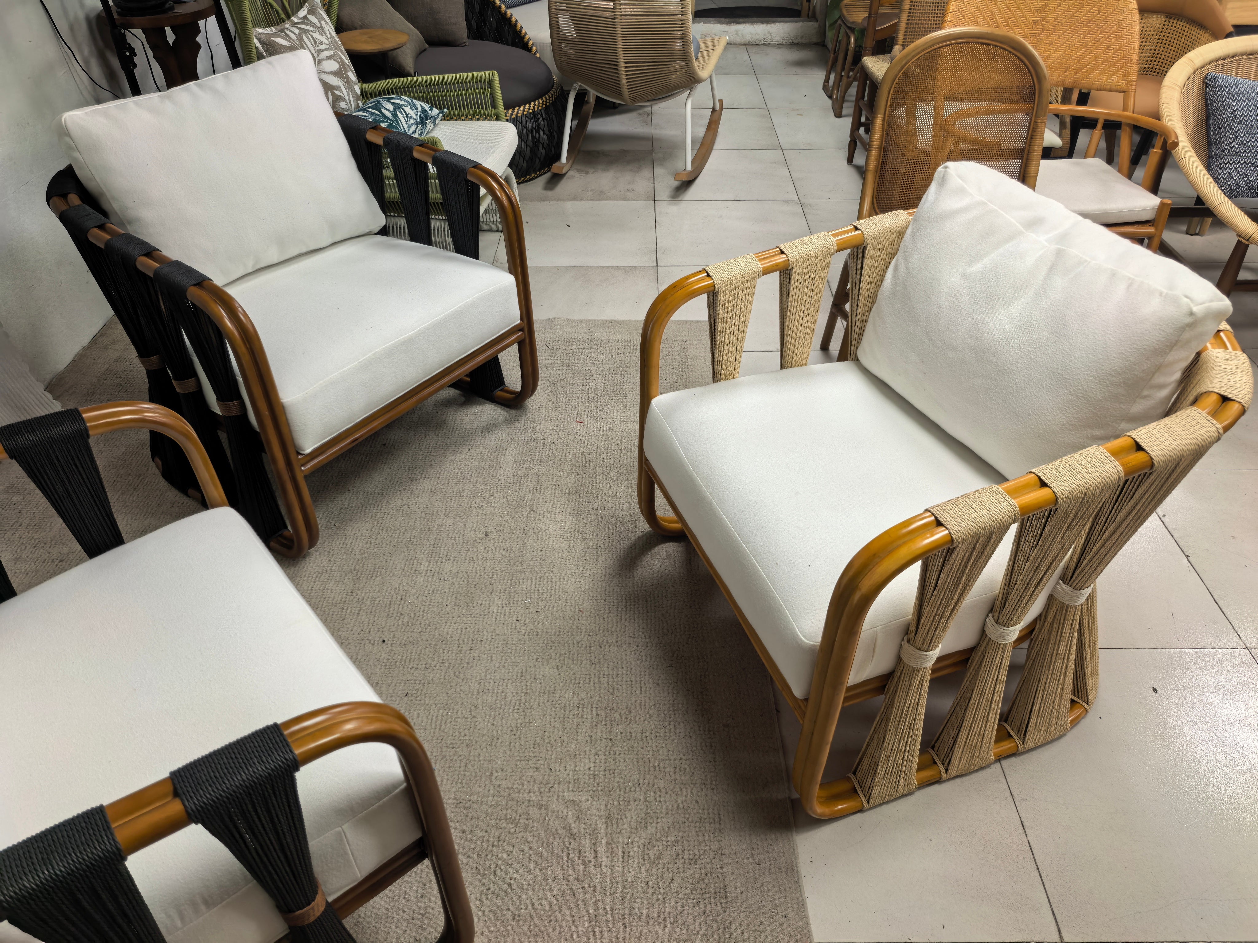 Strings Attached Lounge Chair - Coastal Rattan & Abaca Rope