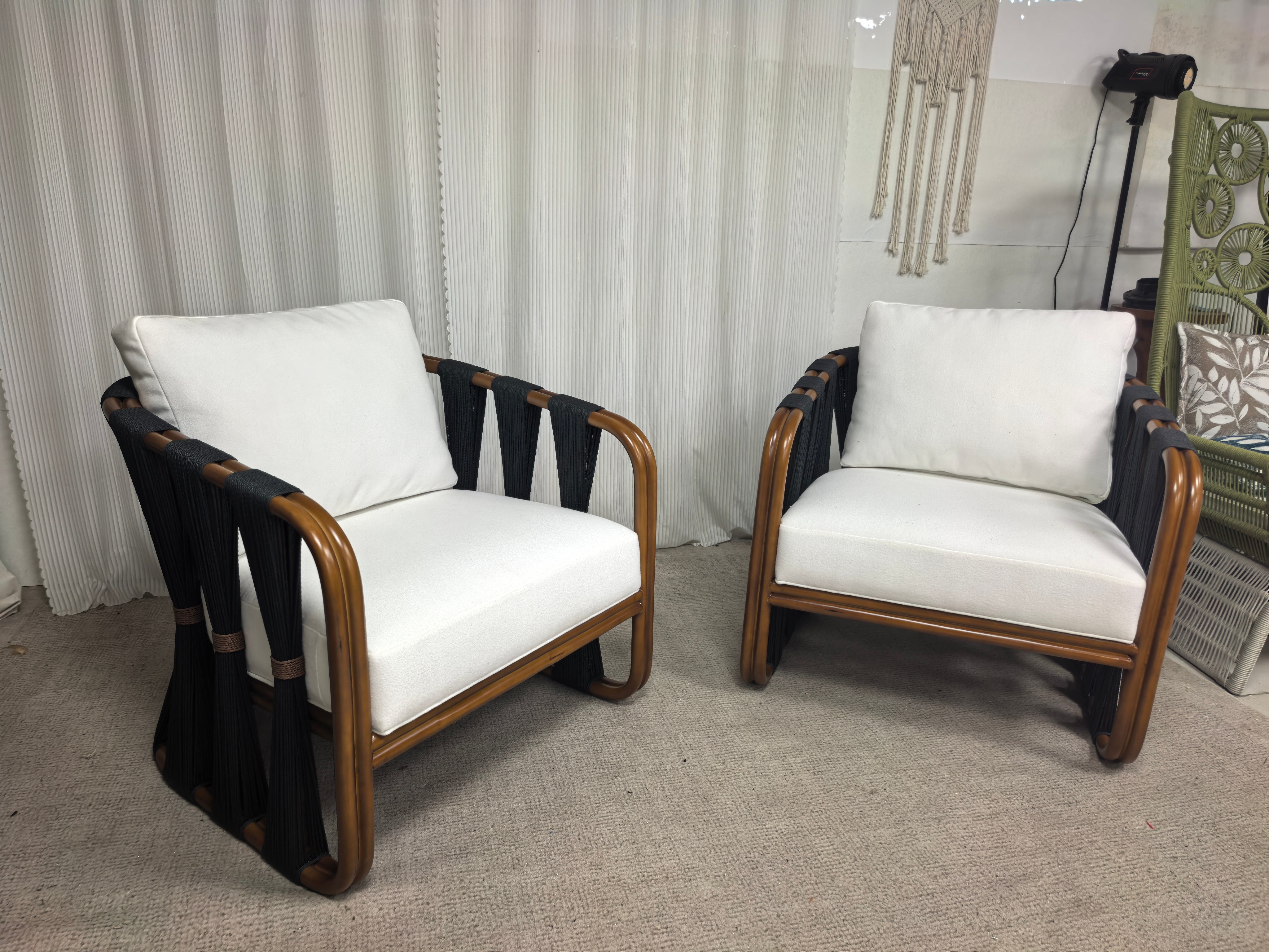 Strings Attached Lounge Chair - Coastal Rattan & Abaca Rope