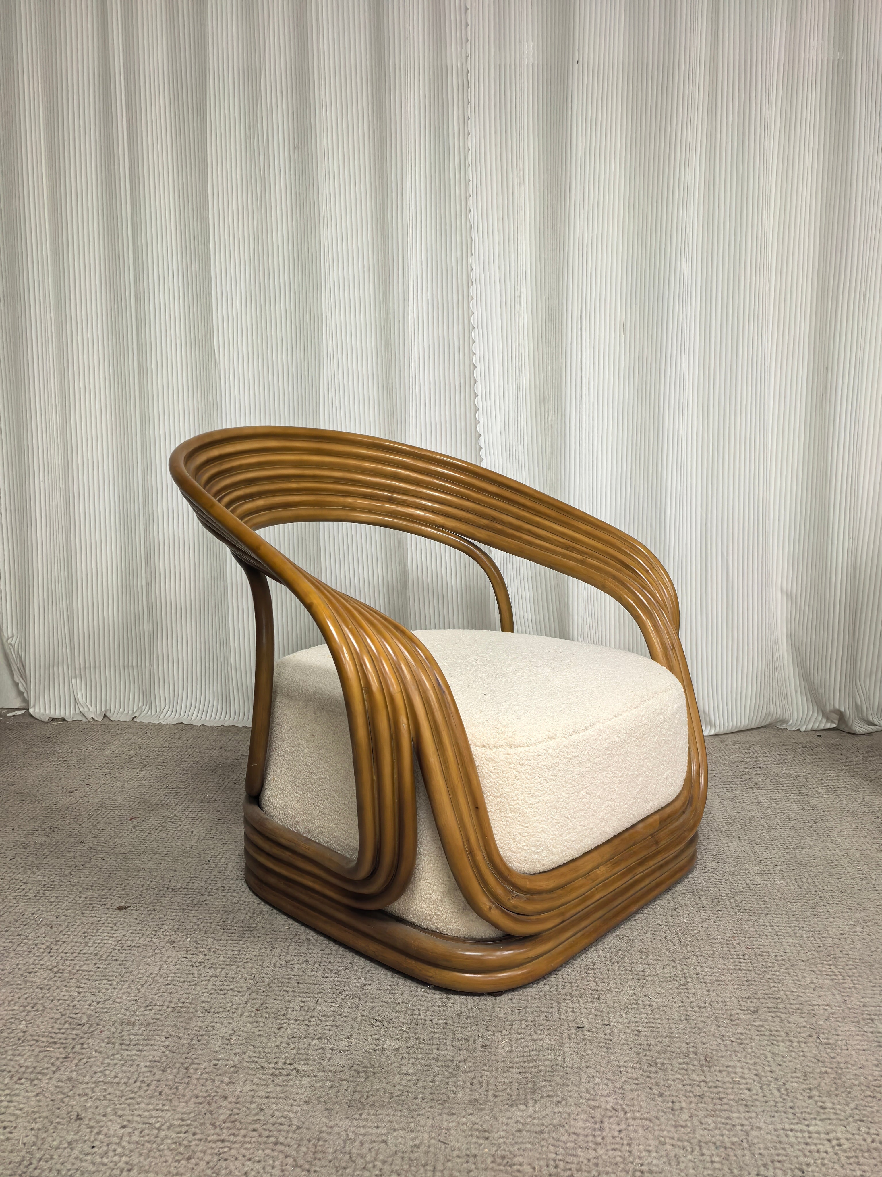 Cane Lounge Eva Chair - Contemporary Cane Arm Accent Chair Rattan Armchair